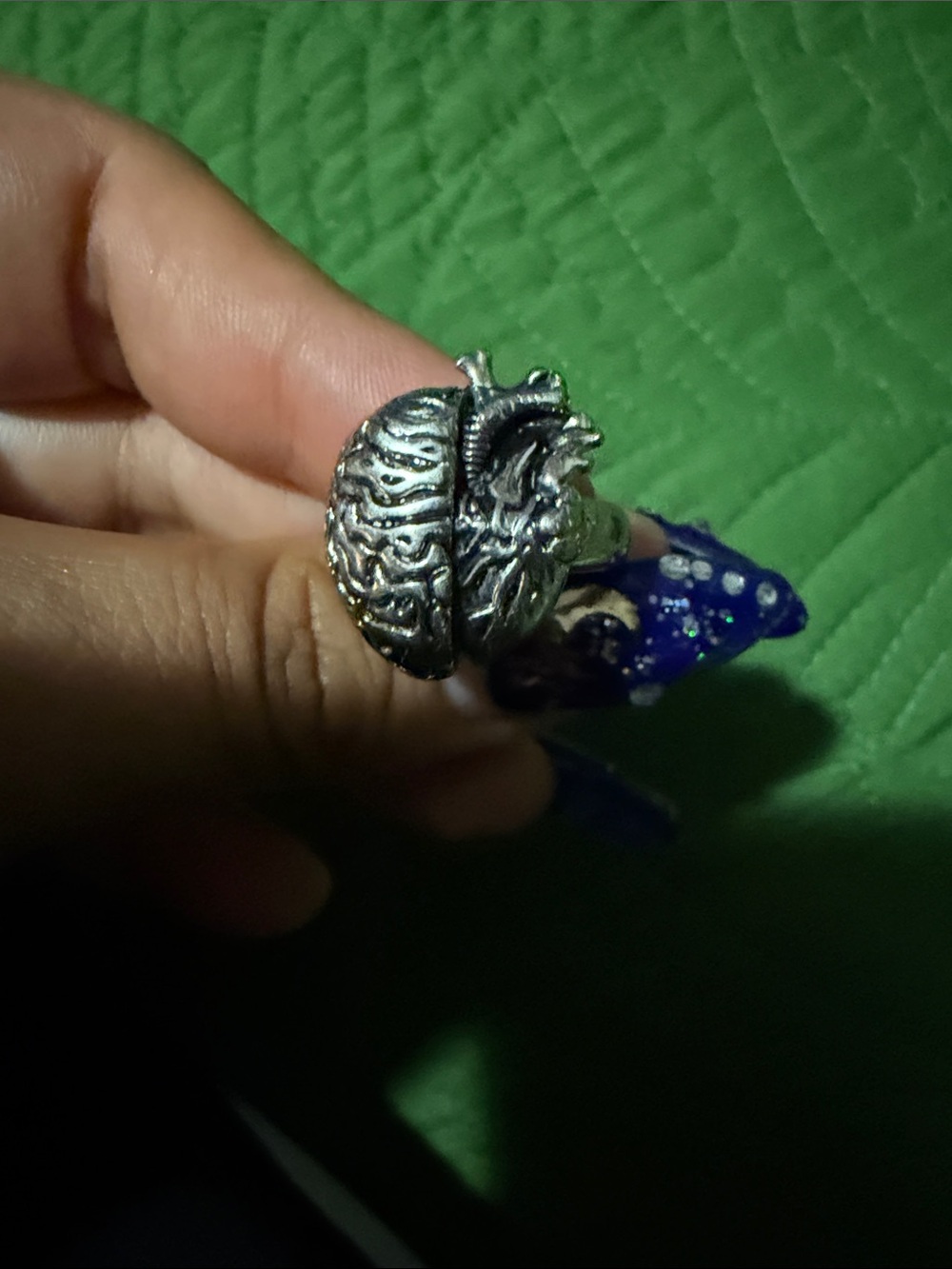 Sterling Silver Anatomical Heart & Brain Statement Ring - Silver - Picture 2 of 5